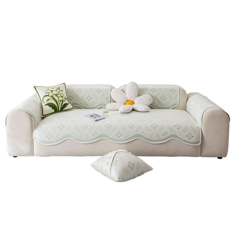 Cool Ice Silk Sofa Cushion Summer Mat Cool Cushion New One-Piece Fixed Non-Slip Special-Shaped Sofa Cover