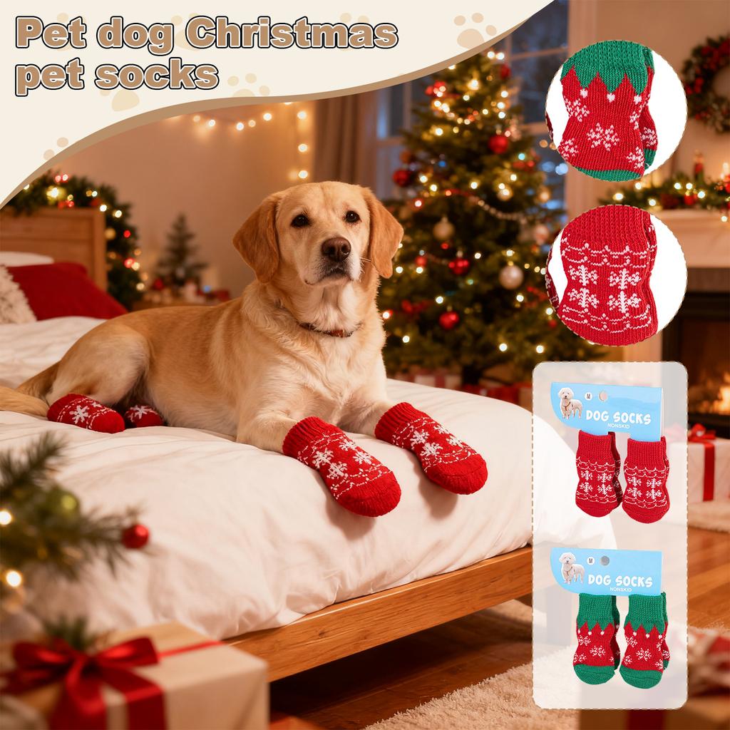 Christmas Socks, Santa, Snowman, Covers, Teddy Bear, Scratch, Dirt, Small Dog Pet Christmas Pet Socks