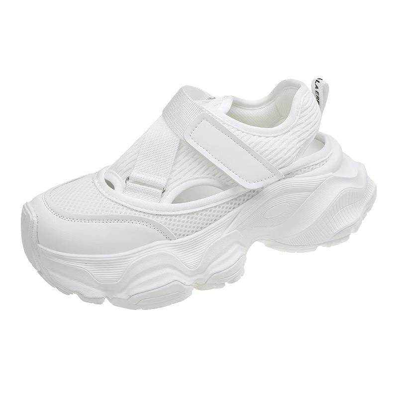 Hollow Breathable Dad Shoes Women's Summer Thick Sole Heightening Velcro Sandals Casual Sneakers