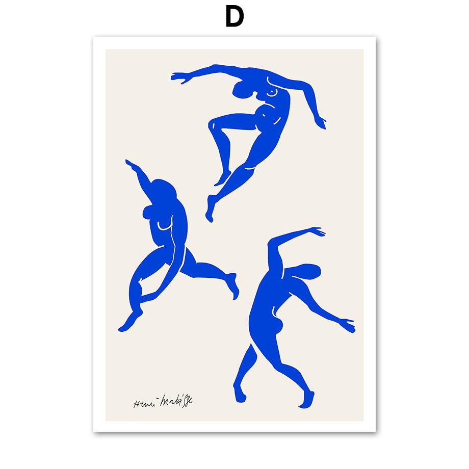 מאטיס אנדי וורהול פרפר בוטני ציור קנבס כחול באוהאוס אמנות קיר פוסטרים והדפסים לעיצוב סלון תמונות