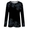 Women's Fashion Casual Long Sleeve Print Round Neck Pullover Top Blouse