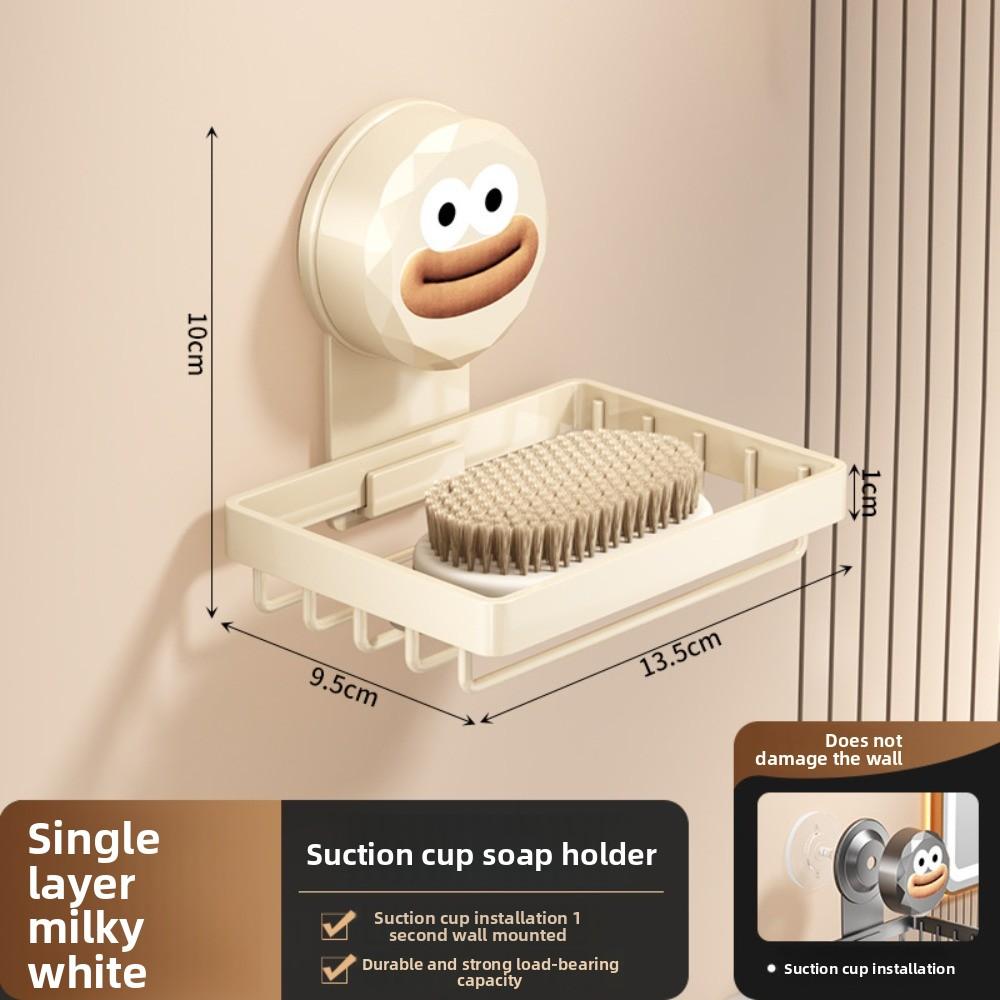 1PC No Drill Suction Cup Soap Dish Wall Mount Bathroom Storage Box with Drain Holder Organizer Rack Soap Dish Holder Soap Holder