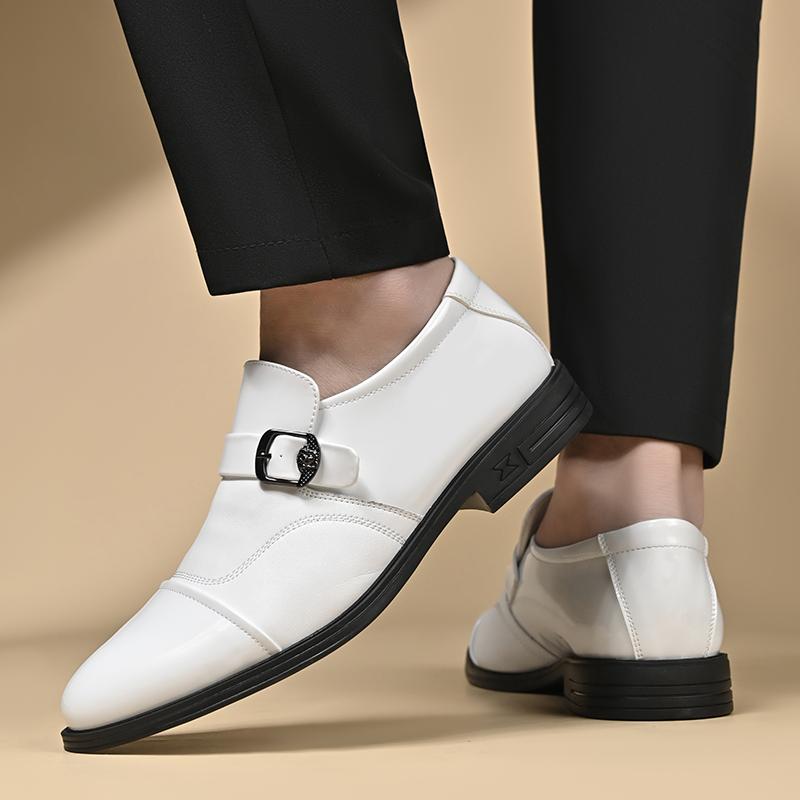 Casual Men'S Leather Shoes British And Gentlemanly Styles Fashion Party Daily Work Adult Business Shoes Black And White