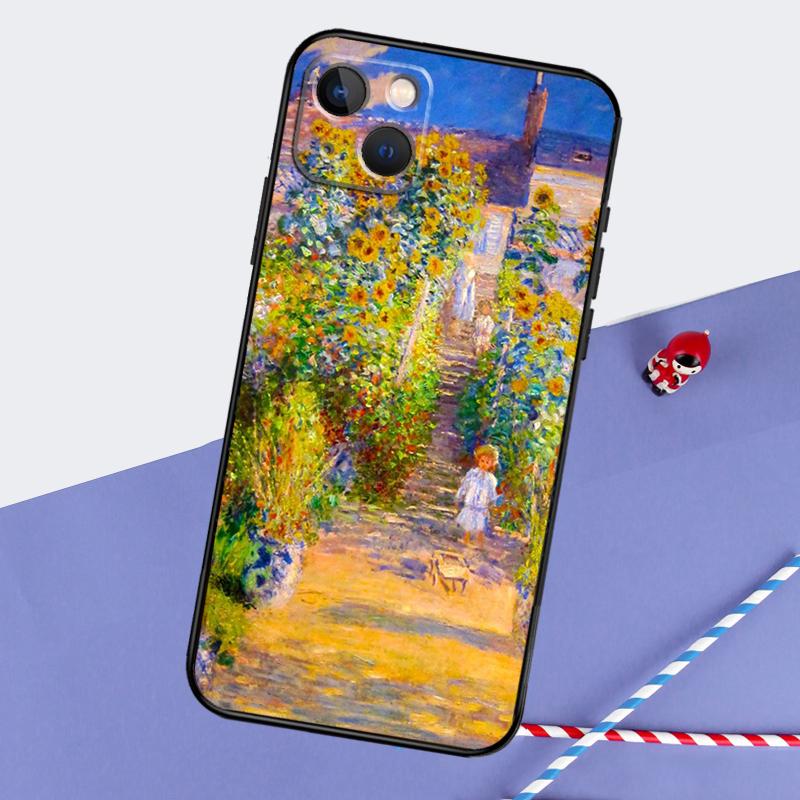 Claude Monet Garden Lotus Bridge Phone Case For iPhone 16 15 Pro Max 12 13 Mini 11 14 Pro Max XR 16 15 Plus 16e Cover Coque