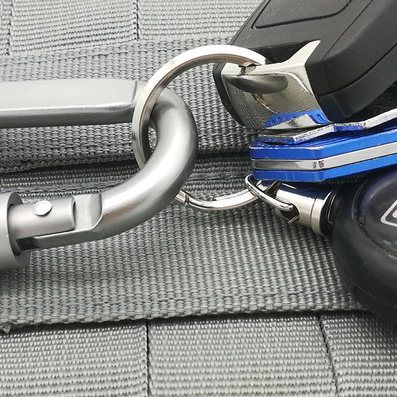 Metal D-Ring Carabiner Locking Buckle with Key Hook - Backpack Accessory and EDC Gear