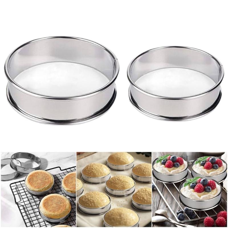 Stainless Steel Tarts Rings Double Edges Design, Safe Stable Baking Tool for Cakes and Dessert