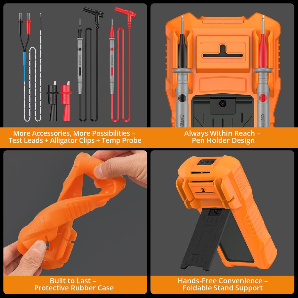 Neoteck 6000 Count TRMS Digital Multimeter Tester with AC/DC Voltage, AC/DC Current, Resistance, Capacitance, Frequency, Duty Cycle, Temperature, NCV