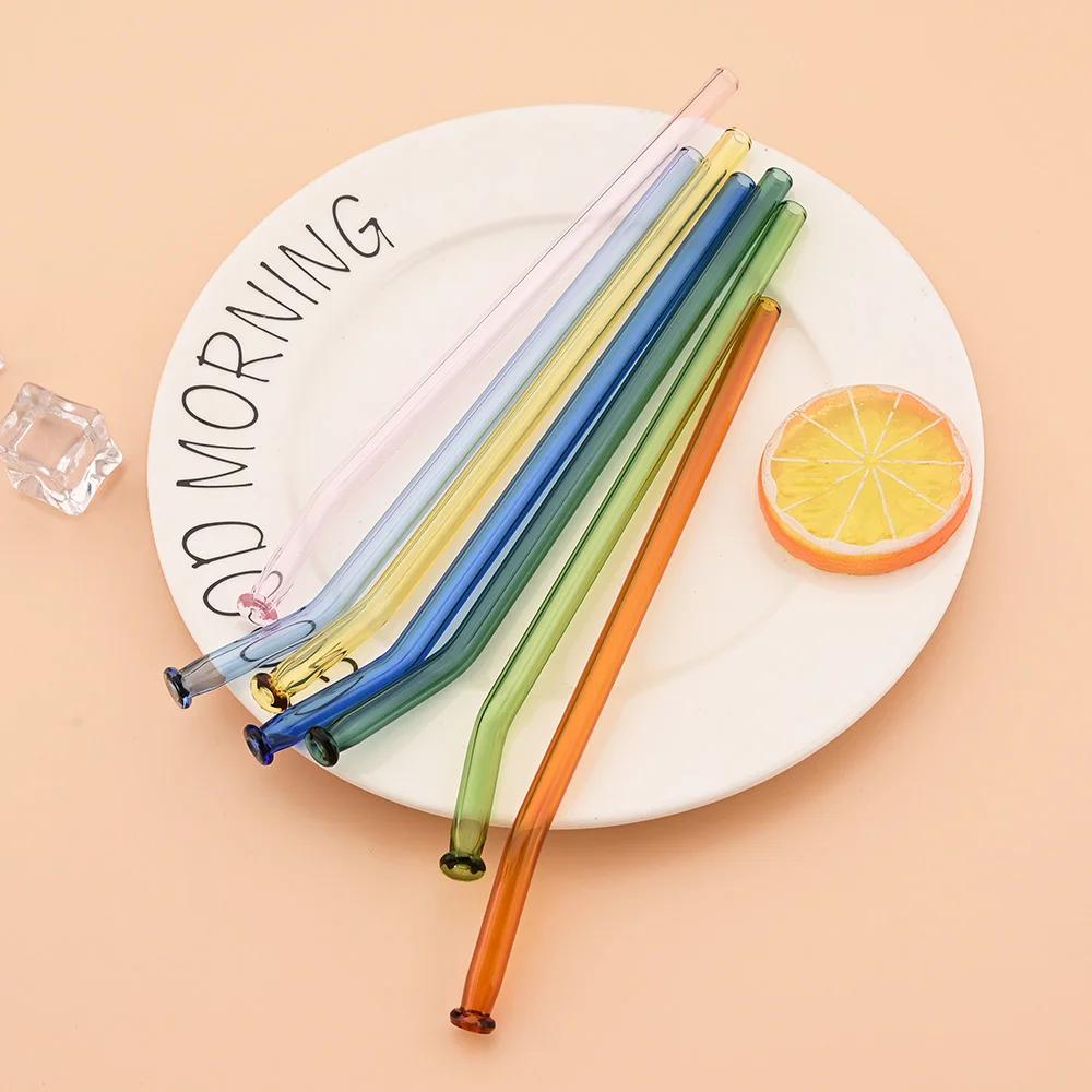 11Pcs Glass Straw Reusable Drinking Straw Borosilicate Glass Tube Straws for Drinks Cocktail with Cleaning Brush Bar Accessories