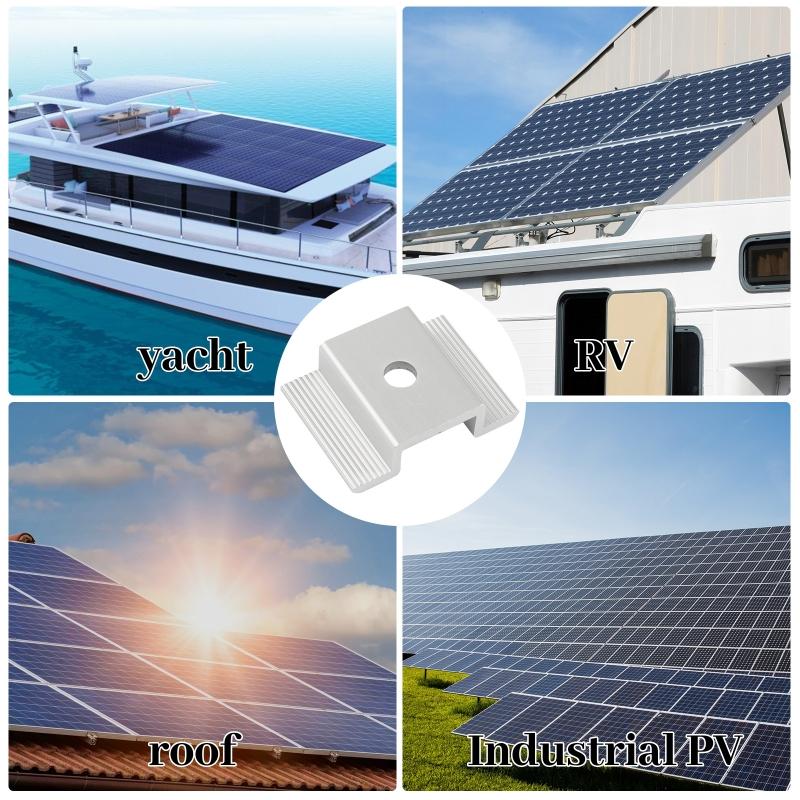 20/50 Stück Solarmodul Mittelklemmen Halterung Breite Photovoltaik-Montagehalterung Verstellbare Solarmodul-Montagehalterung Klemme
