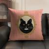 Cute Caroon Cat Portrait Cushion Cover Natural Linen Organic Fabric Double-Sided Printing Sofa Home Decor Gift Pillow Case