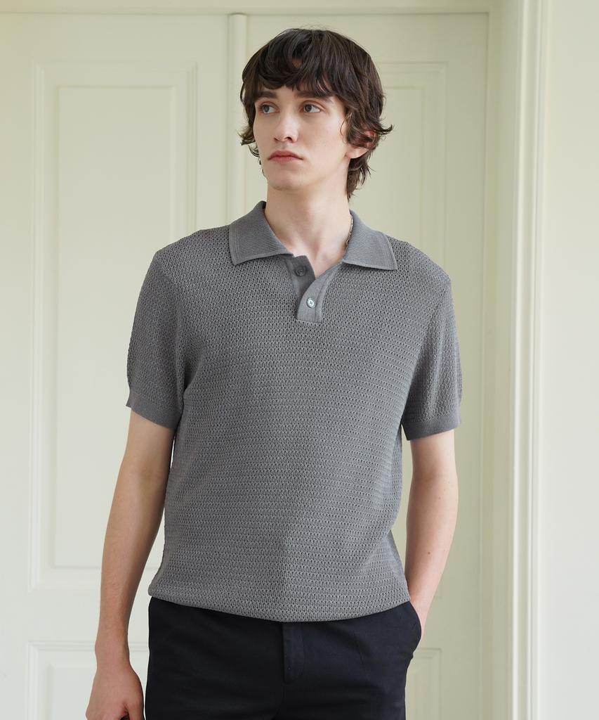 PELOTE Half-Button Collar Short Sleeve Knit