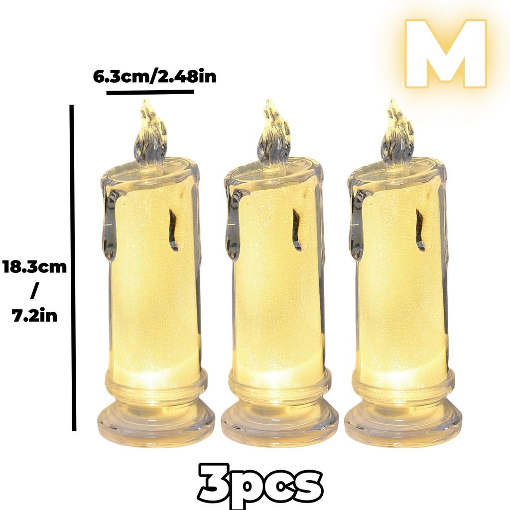 3pcs Flameless Candle LED Gap Column Candles For Family Candlelight Dinners Valentine's Day Wedding Birthday Bedroom Decor Gift