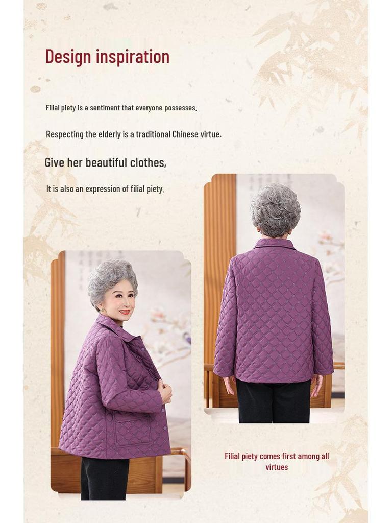 Mom's 2025 Lightweight Autumn-Winter Cotton Jacket for Middle-Aged & Elderly Women - Warm, Thin, Small Cotton Coat for Grandma