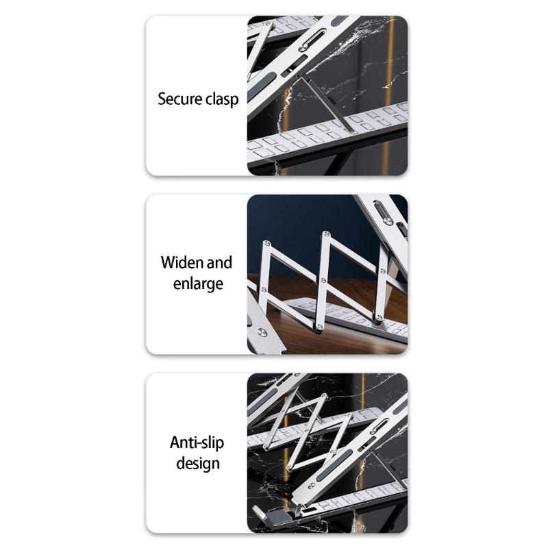 Collapsible Notebook Computer Stand Featuring 10 Height Setting And NonSlip Silicone Pad