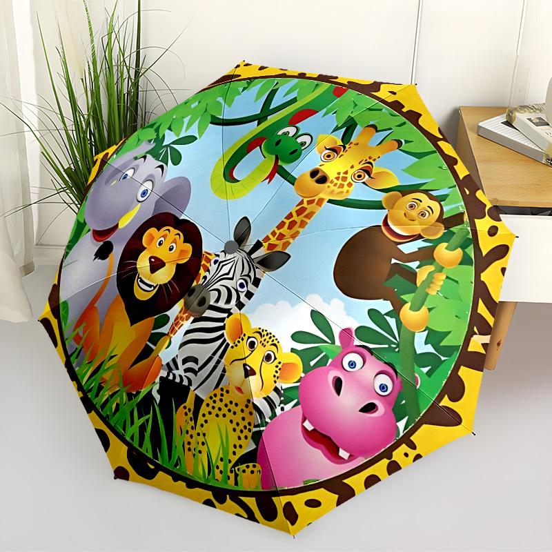 1pc Safari Animals Automatic Folding Umbrella, Heavy-Duty 8-Rib Construction, Perfect for Everyday Yy251114149