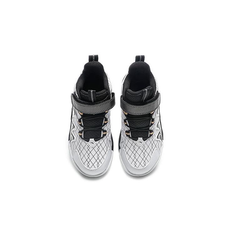 Anta Lightweight Comfortable Non-Slip Shock Absorbing Wear-Resistant Sweat-Absorbing Mid-Top Basketball Shoes Kids Sneaker White Black 312219952-2