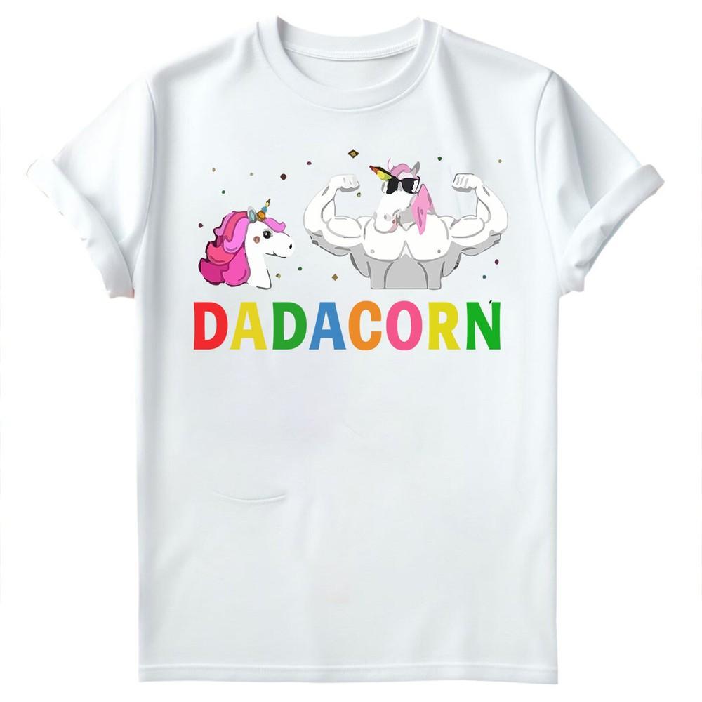Vatertag Unisex T-Shirt Lustiges Einhorn Dadacorn Daddy Gymer Dad Tee Top FD