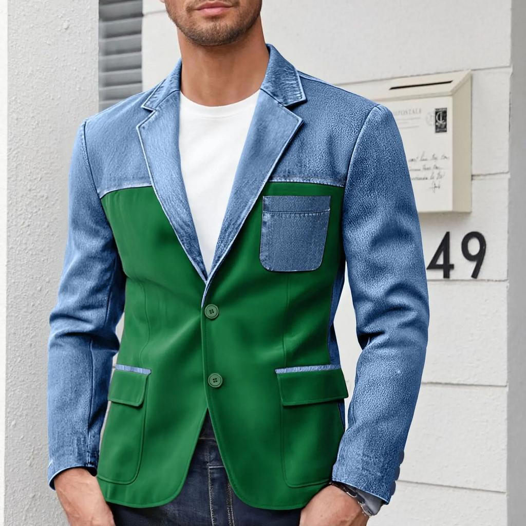 Frühling Herbst Herren Patchwork Blazer Mode Anzugjacke Hohe Qualität Schlank Lässig Blazer Mäntel Mann