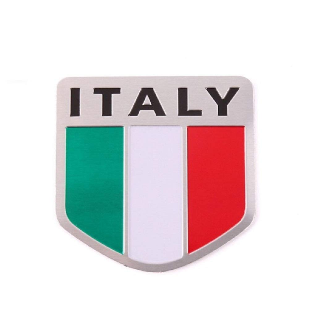 TK.Felly Aluminum Plate Italy Emblem Sticker Flag Car Decoration Flag Waterproof Set of 4