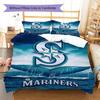 Seattle Mariners Logo Pattern Bedding Set Quilt Cover Pillowcase Home Decor Gift (1 * Duvet Cover + 2 * Pillowcase, Without Core)