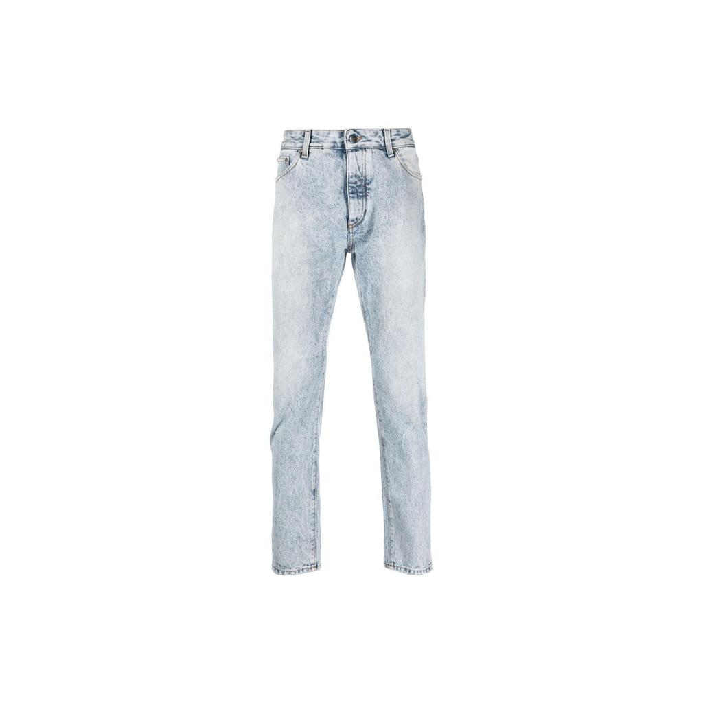 Palm Angels Curved-logo Print Jeans PMYA012C99DEN0024001