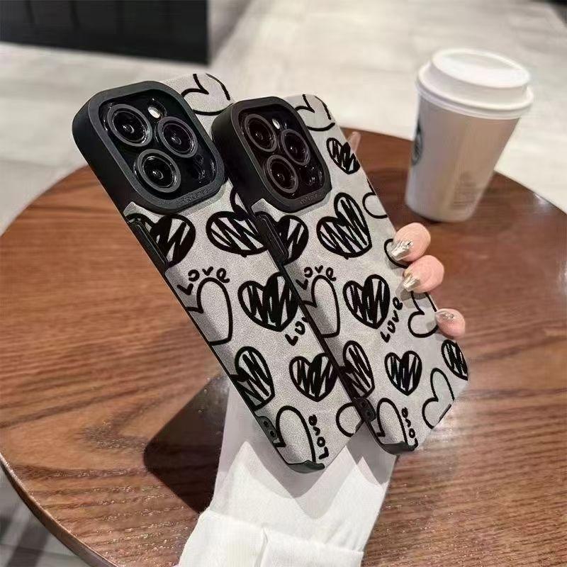 Graffiti Love Is Suitable for IPhone16ProMax IPhone Case with Dirt Resistance and Full Coverage of Overturned Fur Anti Shock Soft Case