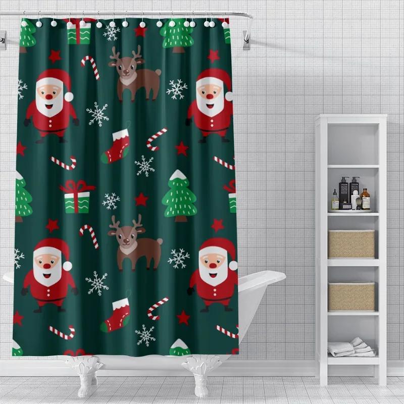 

Home Decoration Shower Curtains For Bathroom Waterproof Curtain Fabric Modern Nordic Style Living Room Merry Christmas Winter W60H190(CM)-1 Pcs