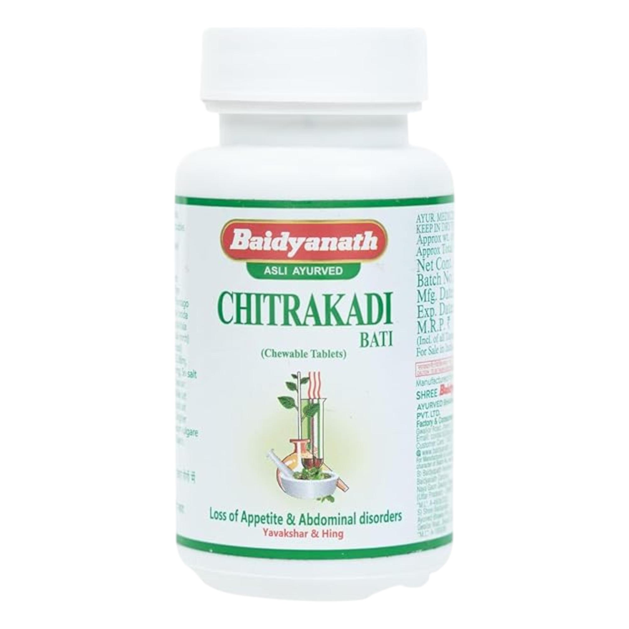 

Baidyanath Jhansi Chitrakadi Bati 80 Tablets X Pack Of 2 For Digestive Balance & Wellness Support
