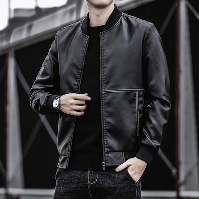 New Men's Leather Jacket Korean Version Trend Slim Fitting Handsome Jacket Youth Men's Motorcycle Jacket
