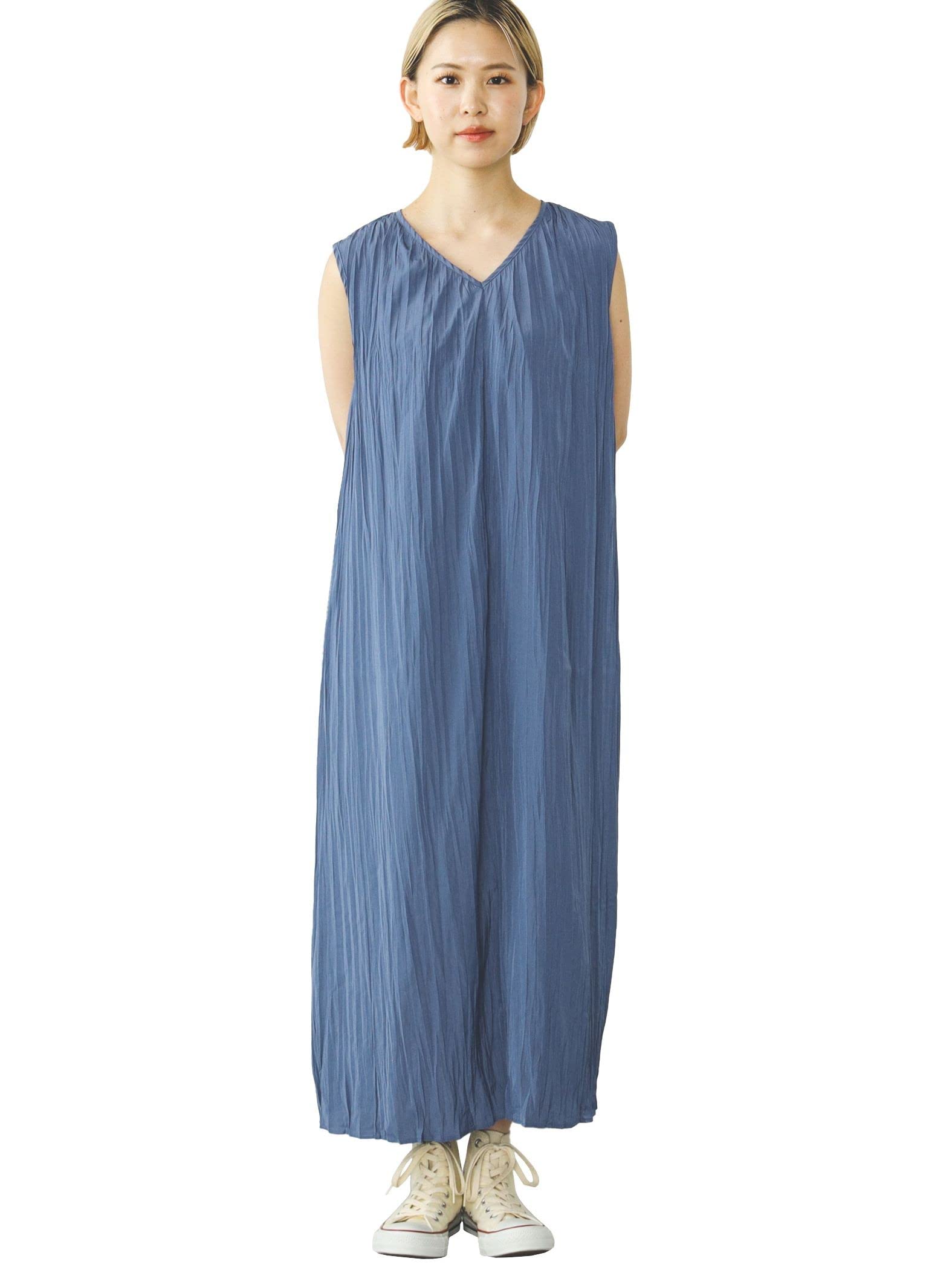 

Платье Washer Dress BLUE FREE [Beams Heart] V-образный вырез для женщин