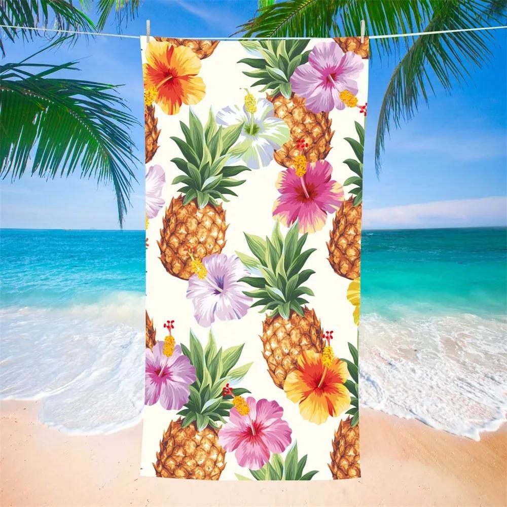 

Pineapple Microfiber Beach Towel Fruit Print Quick Dry Sandless Beach Blanket Soft Comfortable for Men Women Camping Pool Towel W40*H60(CM)
