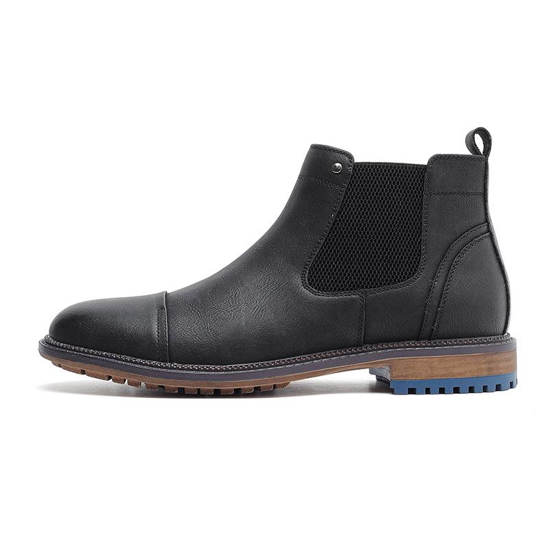 

Men s Chelsea boots retro polished British triple connector large size 40-46 large size elastic short boots 40