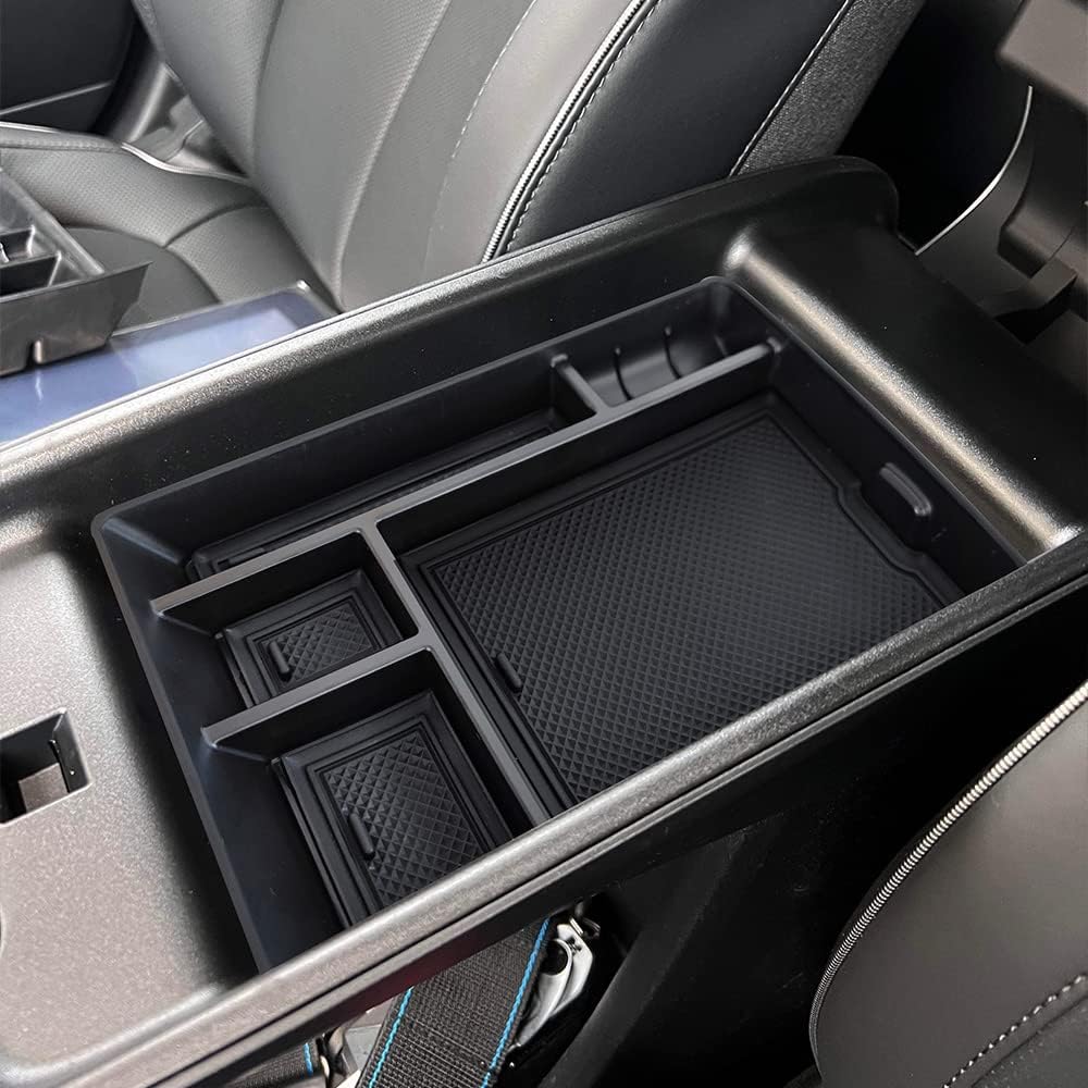 BestEvMod For Ioniq5 Armrest Storage Box Center Console Organizer Tray Interior Accessories With Rubber Black Trim Compatible With Hyundai Ioniq 5