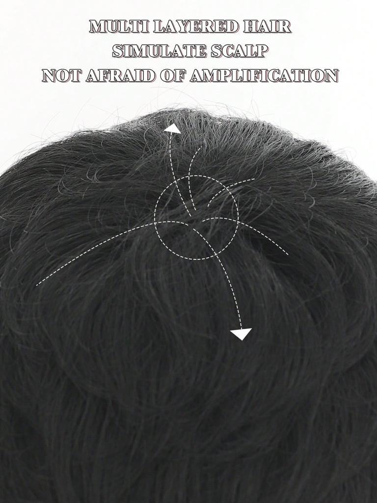 Schwarzes lockiges Haar, synthetische Perücke, kurze Perücke mit Pony, geeignet für den Alltag von Frauen