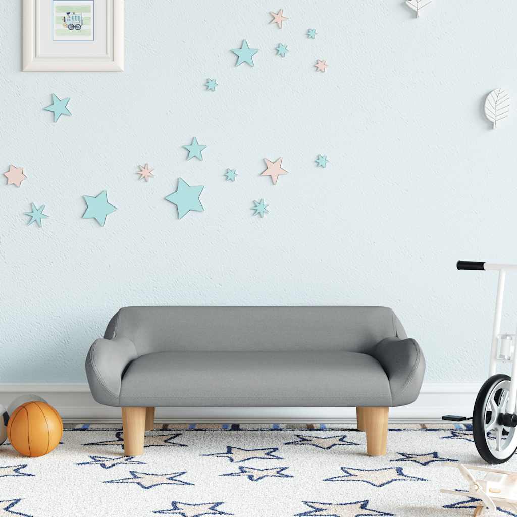 Kids Sofa Light Grey 70x40x24 cm Fabric