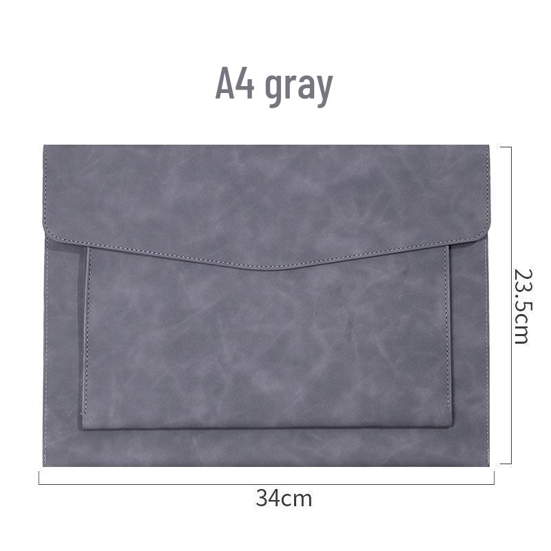 Large Capacity Leather A4 Conference File and Receipt Bag