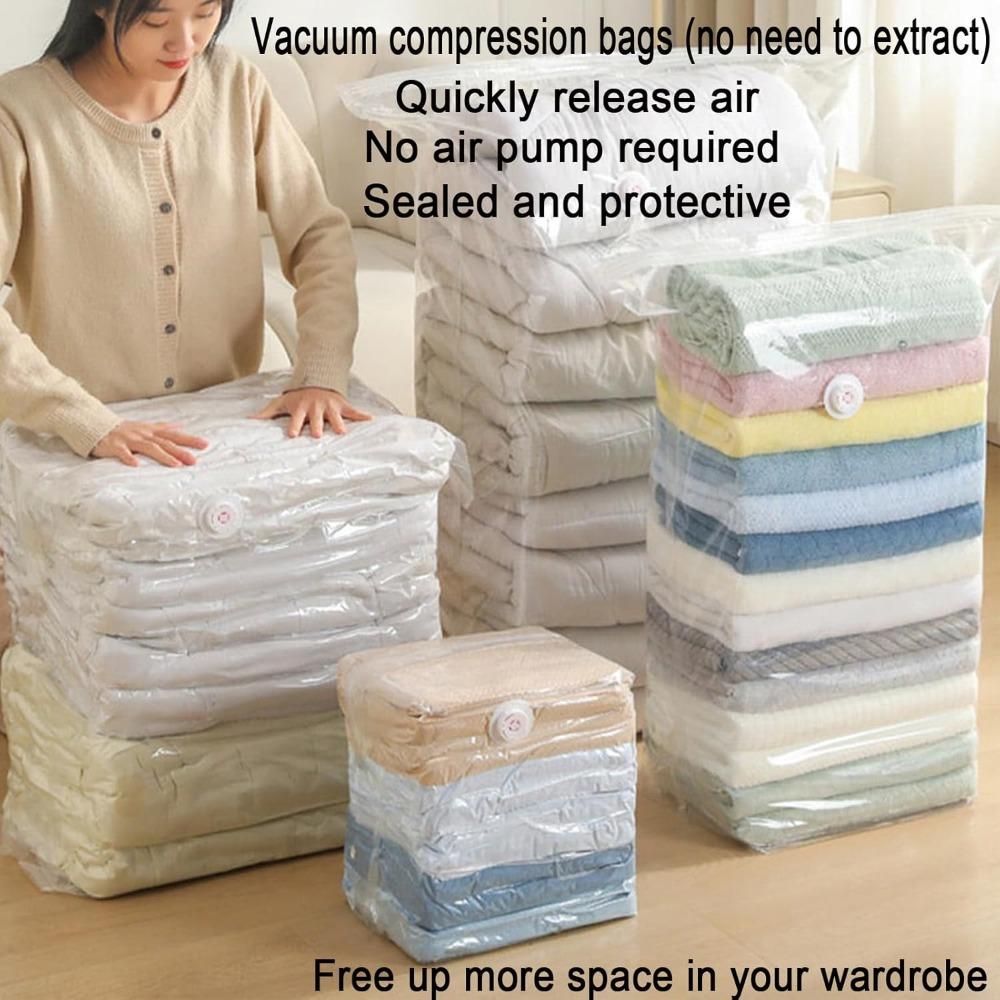 Extra Large Vacuum Storage Bag - Press To Exhaust, Vacuum Storage Bags, Thickened Cube Vacuum Seal Bags, Compression Space Saver Bags Organization