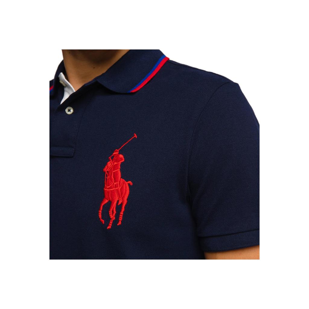 Polo Ralph Lauren SS24 Logo Big Pony Bestickt Kurzarm Poloshirt Herren Oberteile Marineblau 710803454-002