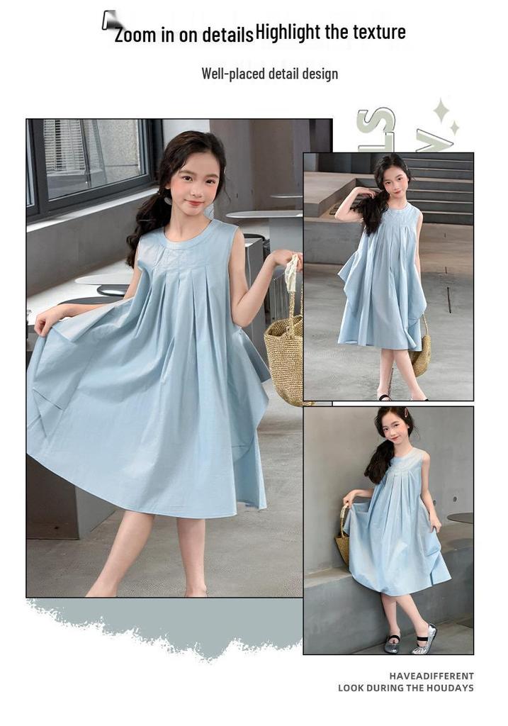 Fashionable Summer Girls' Princess Dress with Bow
