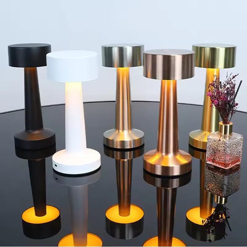 Touch Switch Dimmable Retro Metal Small Battery Operated Lamp Rechargeable Cordless Restaurant Table Lamp