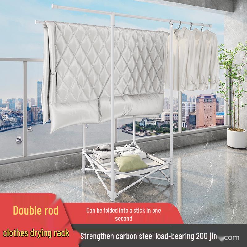 Portable Foldable Drying Rack for Indoor, Balcony, or Bay Window Use 1.4m Single Rod, Foldable