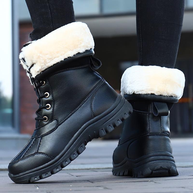 Women's padded cold warm thick soles lightweight hiking mountaineering waterproof non-slip sports high-top snow boots cotton shoes Martin boots