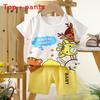 Summer Kids Toddler Short Sleeve Shorts Set With Cartoon Patterns For Boys And Girls