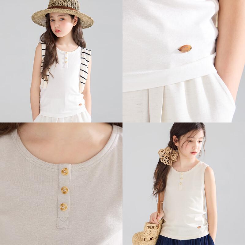 Mucmukn Girls  Tencel Linen Henley Vest 160CM