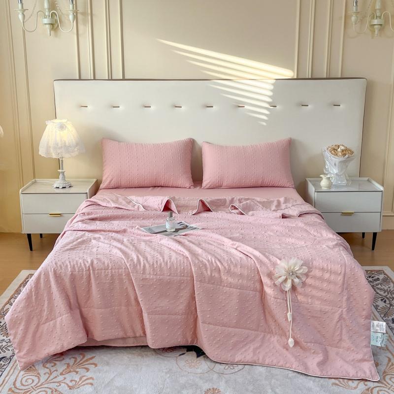 Dot Knitted Cotton Summer Quilt,Thin Air Condition Comforter,Flower Decor Blanket For Kids Adults, Home Bedding 180*200Cm