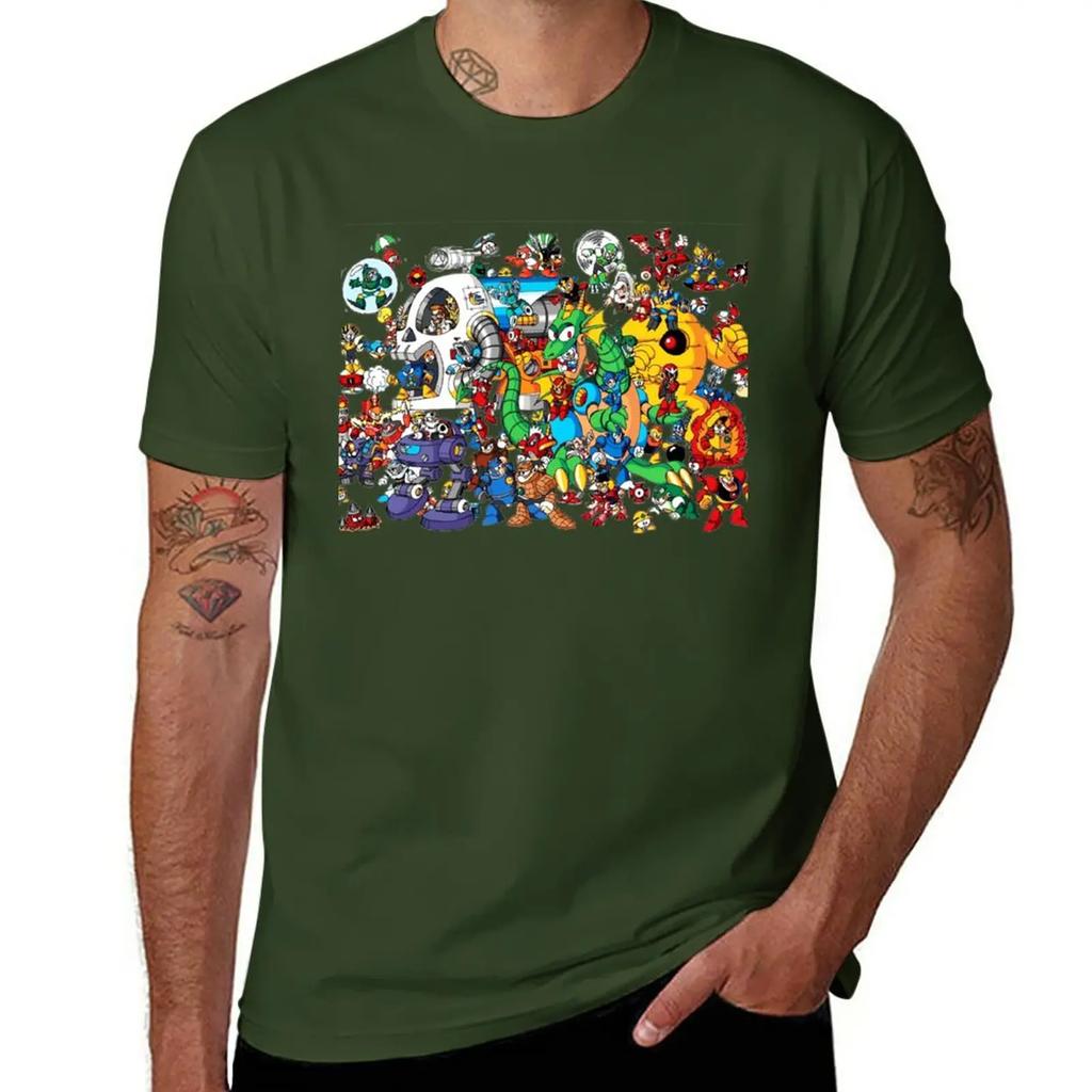 Mega Man and all of his enemies T-Shirt kawaii clothes summer tops black t shirt t shirts for pack