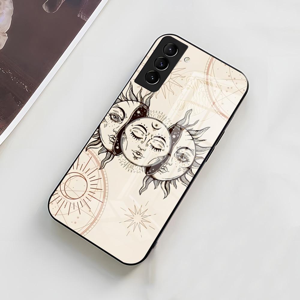 Yinuoda Funny Sun Moon Face Phone Case For Samsung A56 A36 A26 A16 A15 A25 A35 A55 A14 A34 A24 A54 Glass Case