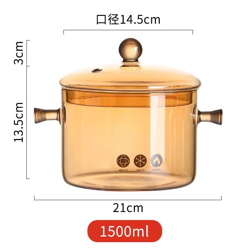 High Borosilicate Glass Saucepan for Cooking, Clear Cooking Pot, Gas Open Fire, High Temperature Resistant, Cookware, New, House