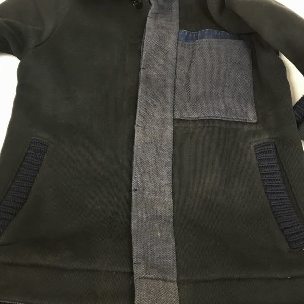 Blue Blue Japan Harrislan Cotton Jacket Outer Size 0 XS Black Inner Pocket Rib Collar Cuffs Hem Concealed Front BLUEBLUE(USED)