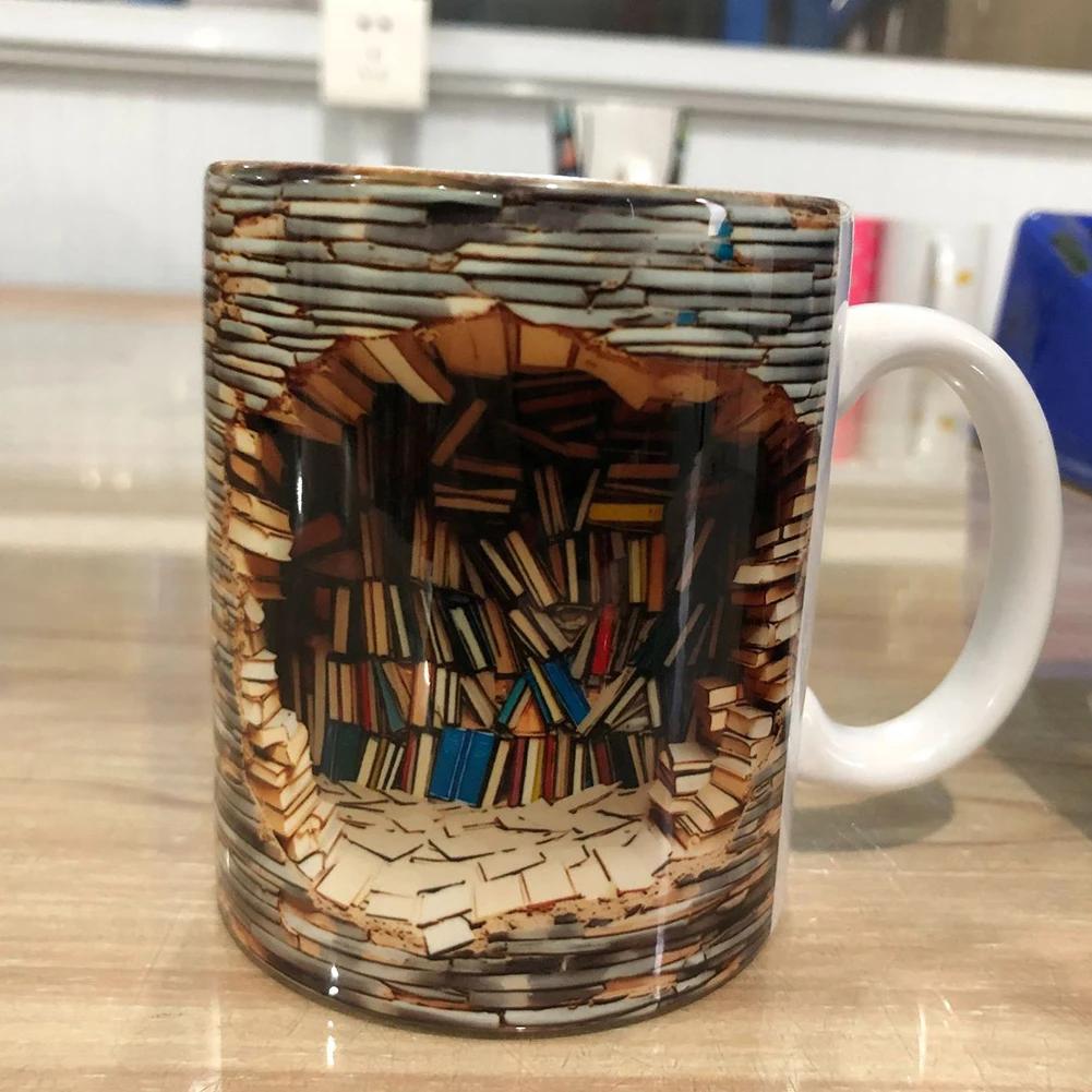 3D Bookshelf Mug Creative Room Design Ceramic Bookshelf Coffee Cup Bookshelf Coffee Mug Library Shelf Mug Gifts for Book Lovers